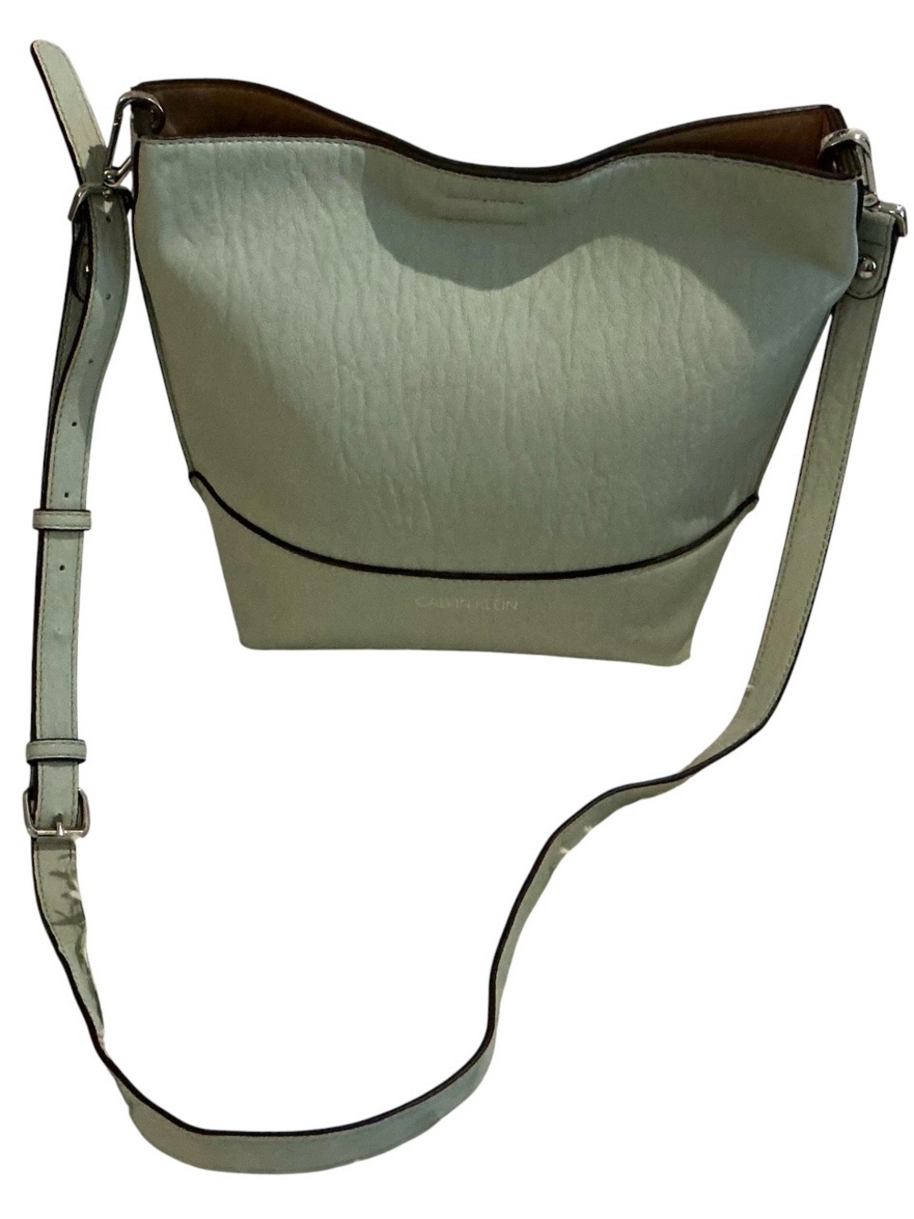 Calvin Klein Mint Seafoam Crossbody Bucket Bag Adjustable Strap Magnetic Closure